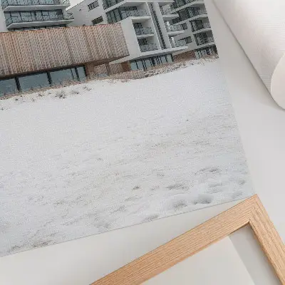 Dekoratyvinis plakatas modernūs pastatai minimalistinėje architektūroje