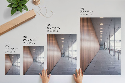Sieninis plakatas Moderni koridoriaus šviesos simetrija