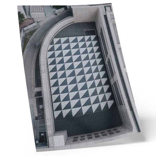 Dekoratyvinis plakatas Elegantiški geometriniai raštai, futuristinė architektūra