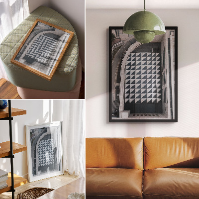Dekoratyvinis plakatas Elegantiški geometriniai raštai, futuristinė architektūra