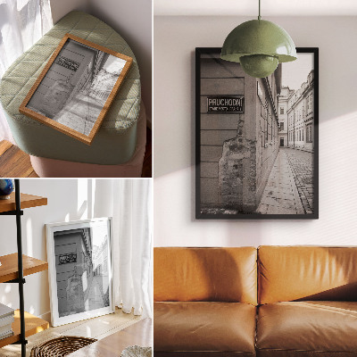 Sieninis plakatas Senų pastatų fasadai, architektūrinės detalės