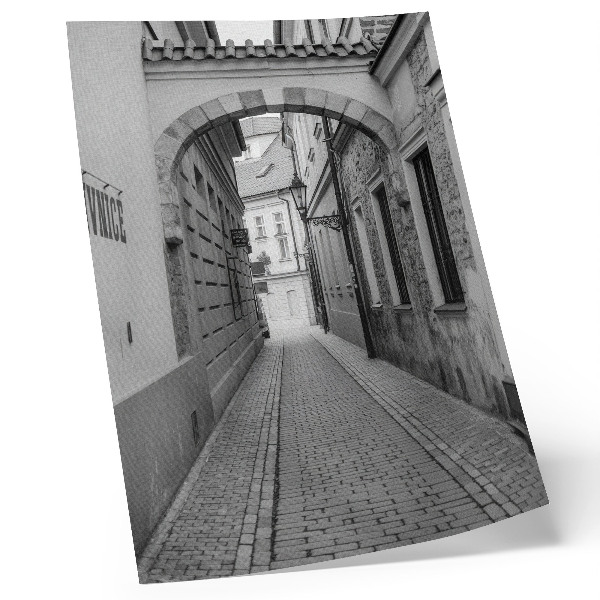 Plakatas svetainei Juodai balta nostalgiškos gatvės architektūra