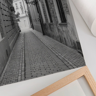 Plakatas svetainei Juodai balta nostalgiškos gatvės architektūra