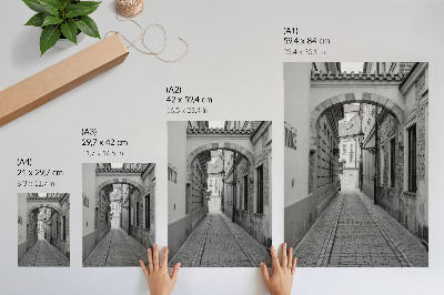 Plakatas svetainei Juodai balta nostalgiškos gatvės architektūra
