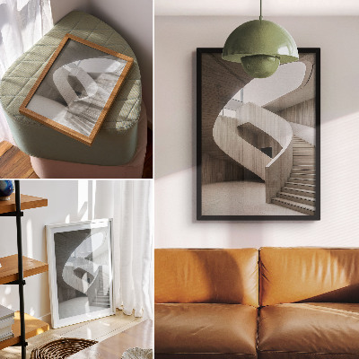 Dekoratyvinis plakatas Modernūs spiraliniai laiptai elegantiškame interjere