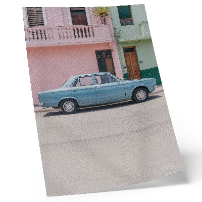 Plakatas Klasikinių automobilių pastelinių pastatų retro žavesys