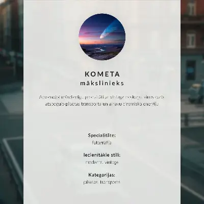 Plakatas su klasikinių automobilių ir pastelinių pastatų retro motyvais