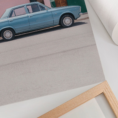 Plakatas Klasikinių automobilių pastelinių pastatų retro žavesys