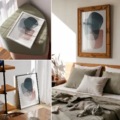 Sieninis plakatas susipynusios formos, elegancija ir minimalizmas