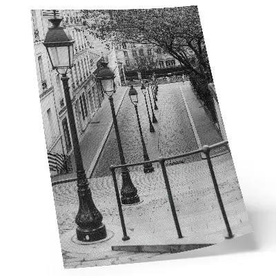 Sieninis plakatas žavingi žibintai ir graži architektūra gatvėje