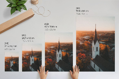 Plakatas svetainei Rudens klimato miestas saulėlydžio harmonija