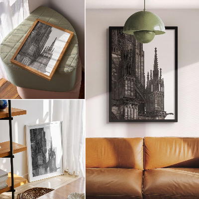 Plakatas Gotikinė architektūra, įmantriai dekoruota kontrastais