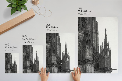 Plakatas Gotikinė architektūra, įmantriai dekoruota kontrastais
