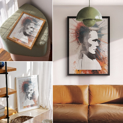 Dekoratyvinis plakatas Veido profilis, dinamiškos linijos, modernus