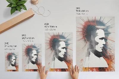 Dekoratyvinis plakatas Veido profilis, dinamiškos linijos, modernus