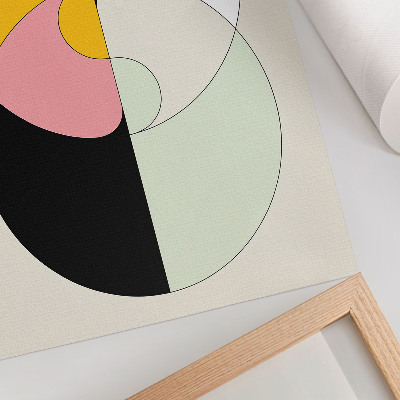 Sieninis plakatas Kontrastingų spalvų geometriniai apskritimai minimalistinio stiliaus