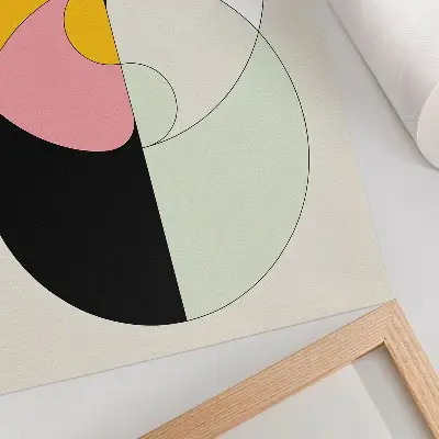 Sieninis plakatas minimalistinio stiliaus kontrastingų spalvų geometriniai apskritimai