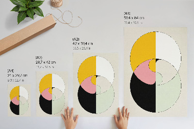Sieninis plakatas Kontrastingų spalvų geometriniai apskritimai minimalistinio stiliaus