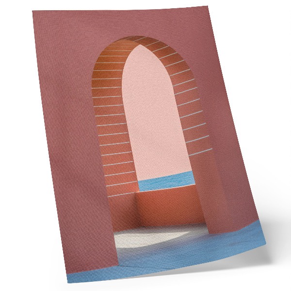 Dekoratyvinis plakatas Pastelinės arkos, jūra, minimalistinė architektūra