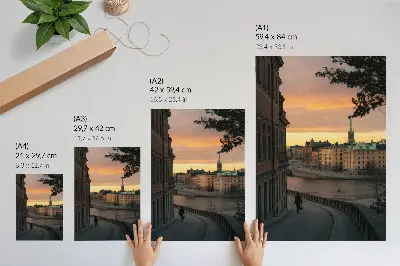 Dekoratyvinis plakatas istoriniai pastatai vakaro metu su ramia atmosfera