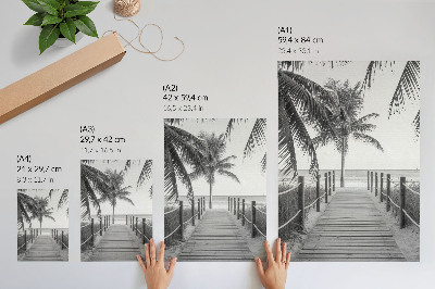 Dekoratyvinis plakatas Tropinis molas, palmės, smėlis, beribis horizontas
