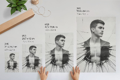 Plakatas svetainei Juodai baltas portretas su stiklo efektu