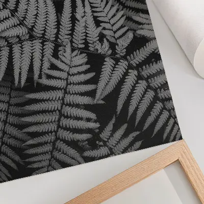 Sieninis plakatas jausmingas papartis juodai baltos spalvos, pasižymintis simetrija ir elegancija