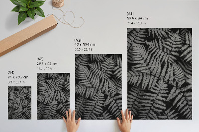 Sieninis plakatas Jausmingas papartis juodai baltai, simetrija, elegancija