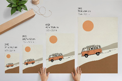 Dekoratyvinis plakatas Oranžinis kemperis minimalistinėms atostogoms