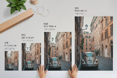 Dekoratyvinis plakatas Gatvė su automobiliu, klasikinė architektūra
