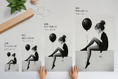 Plakatas svetainei figūra su balionu, atspindinti emocijas