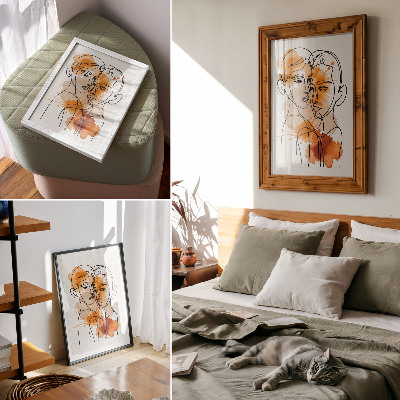 Plakatas Veido kontūras oranžinės dėmės modernus stilius