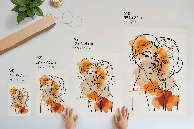 Plakatas Veido kontūras oranžinės dėmės modernus stilius