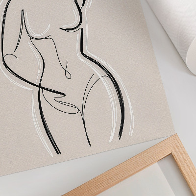 Sieninis plakatas Minimalistinis moters siluetas smėlio spalvos fone