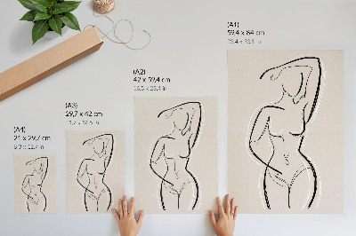 Sieninis plakatas Minimalistinis moters siluetas smėlio spalvos fone