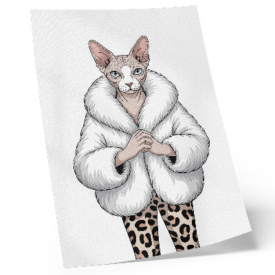 Plakatas Katė su kailiniais ir leopardo rašto kelnėmis