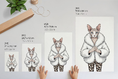 Plakatas Katė su kailiniais ir leopardo rašto kelnėmis