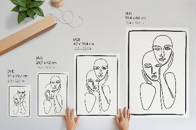 Plakatas svetainei Veido kontūrai, juodos linijos, minimalizmas, elegancija