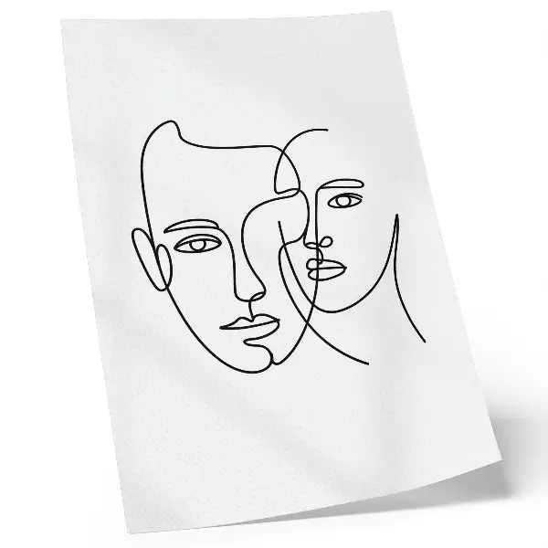 Plakatas minimalistiniai portretai su linijiniu piešiniu, gyliu ir emocijomis