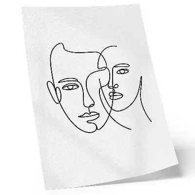 Plakatas minimalistiniai portretai su linijiniu piešiniu, gyliu ir emocijomis