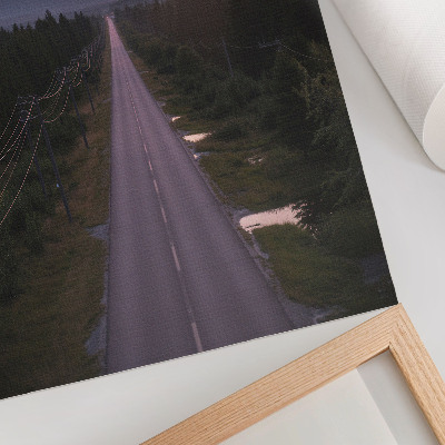 Plakatas Tiesus kelias per mišką pasteliniame saulėlydyje