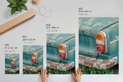 Plakatas svetainei Automobilis aplipęs samanomis, rūdimis, turkio spalva