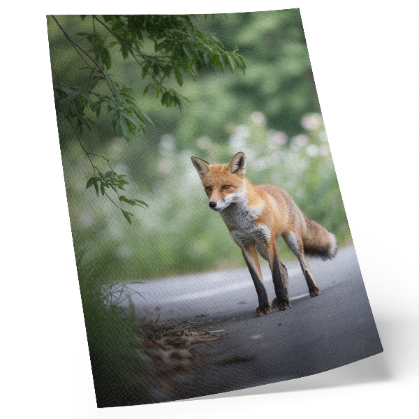 Plakatas svetainei Lapė žalioje gamtoje, ramybė, minimalizmas