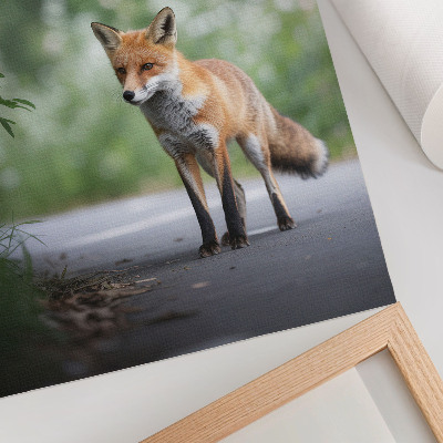 Plakatas svetainei Lapė žalioje gamtoje, ramybė, minimalizmas