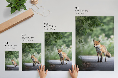 Plakatas svetainei Lapė žalioje gamtoje, ramybė, minimalizmas