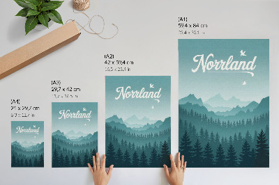 Plakatas svetainei Mėlynieji kalnai žali medžiai erdvė gamta