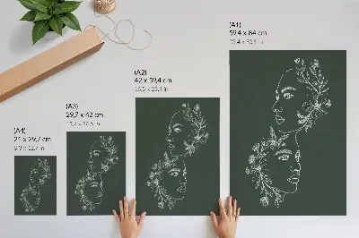 Sieninis plakatas subtilios linijos ir gėlių moderni kompozicija