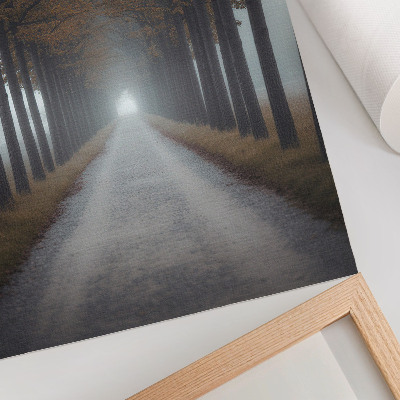 Plakatas Rudens alėjos rūkas simetriška harmoninga kompozicija