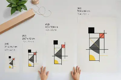 Sieninis plakatas geometrinių raštų linijos kuriantys modernų stilių