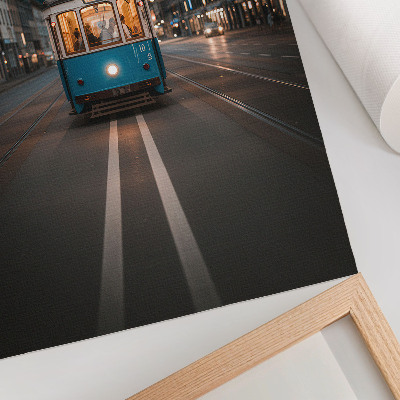 Plakatas Vakarinio miesto tramvajaus šviesų retro energija